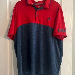 Adidas Men's USA Red and Blue Polo Shirt